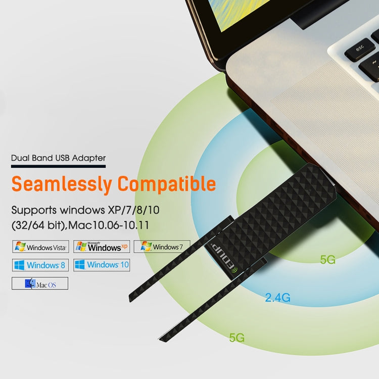 EDUP EP-AC1625 600Mbps 2.4G / 5.8GHz Dual Band Wireless 11AC USB 2.0 Adapter Network Card with 2 Antennas for Laptop / PC, EP-AC1625 EDUP EP-AC1625 600Mbps 2.4G / 5.8GHz Dual Band Wireless 11AC USB 2.0 Adapter Network Card with 2 Antennas for Laptop / PC, EP-AC1625